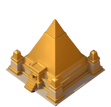 Eternal Pyramid decoration: golden low stepped pyramid with smaller corner structures