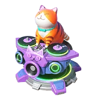 Meow-lody game base skin: orange cat on purple circular platform